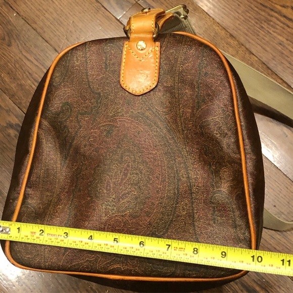 METRO MILANO Paisley Coated Canvas Vachetta Leather Boston Shoulder Weekend Bag - Picture 10 of 17